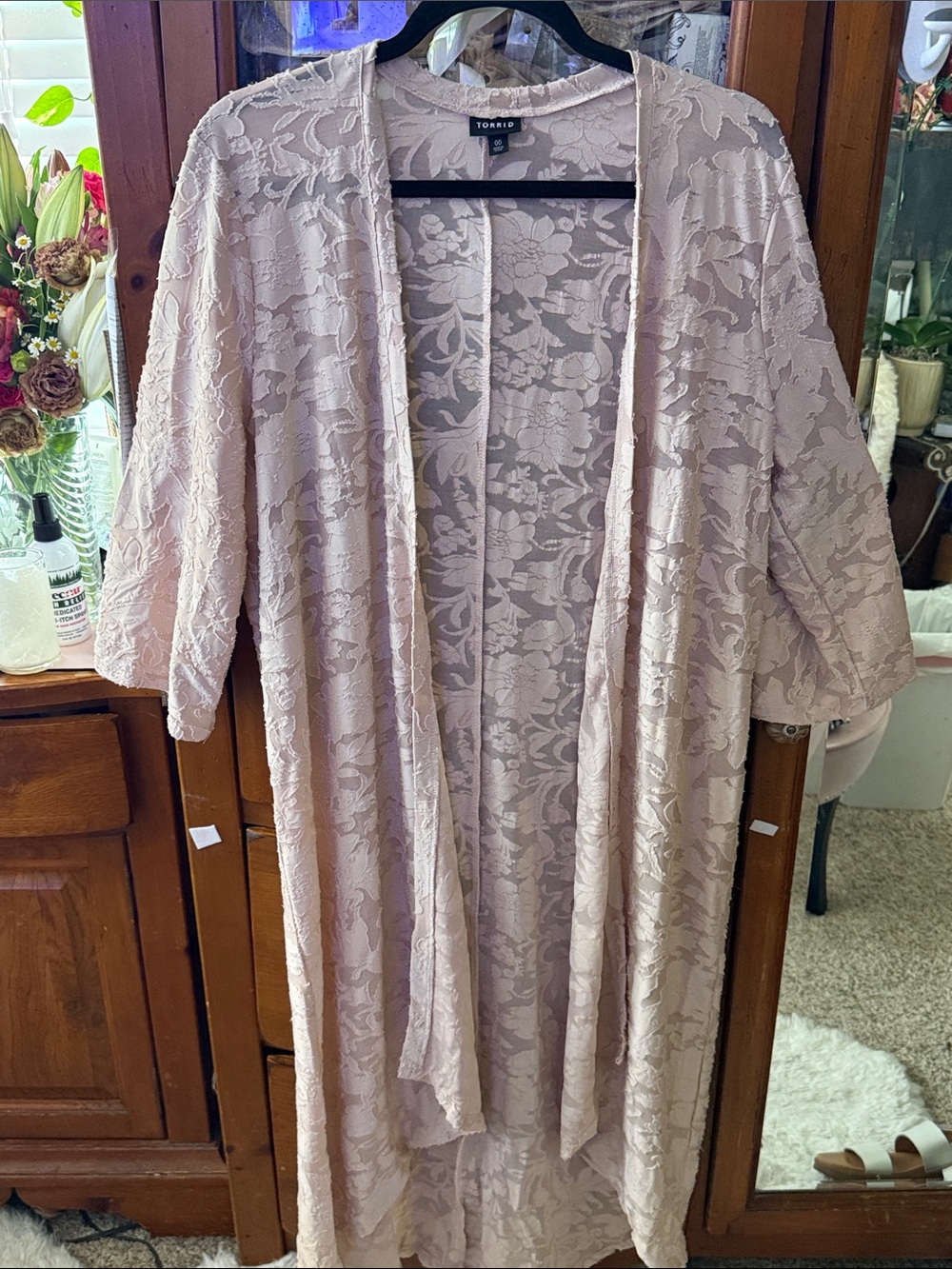 Plus Size Torrid Blush Lace Duster Cardigan